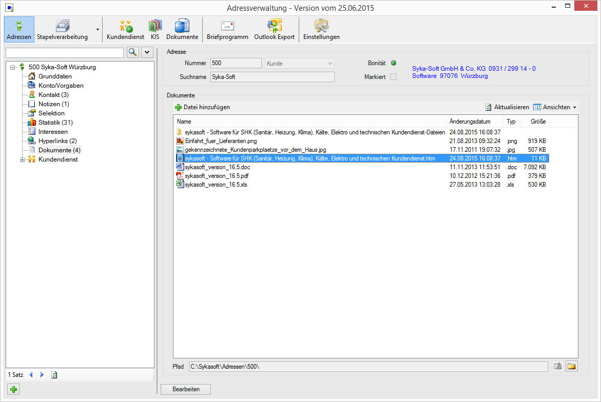 Adressverwaltung - Dokumentenverwaltung