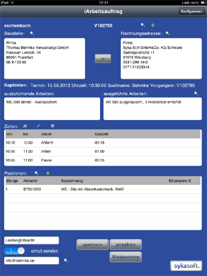 Arbeitsauftrag auf iPad