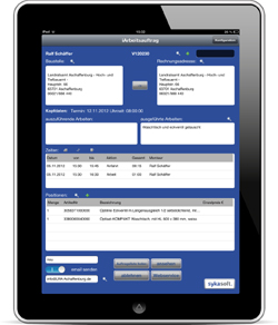 Arbeitsauftrag auf Tablet